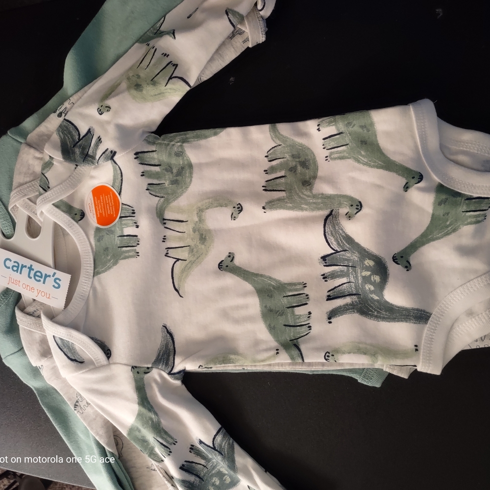 Carter's Dinosaur Print One Piece - White and Green